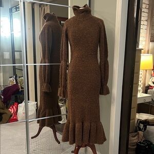 Something Navy Cozy Brown Long Sleeve sweater Dress